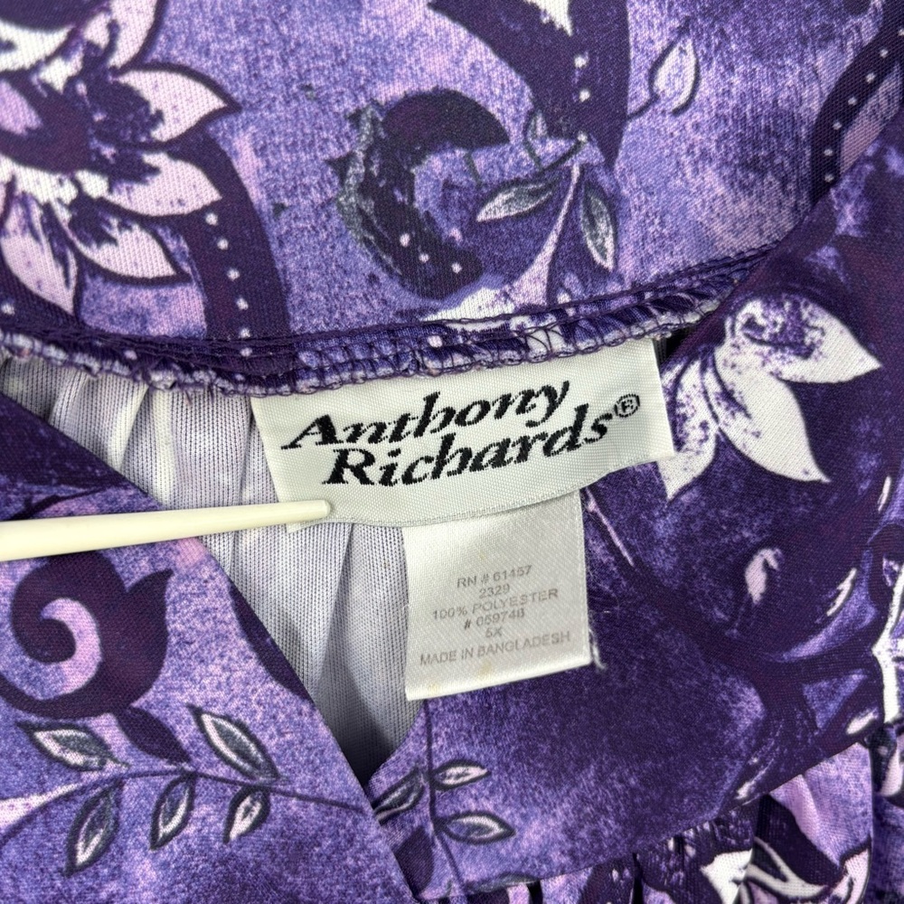 Vintage Anthony Richards Purple Floral Muumuu Wom… - image 5